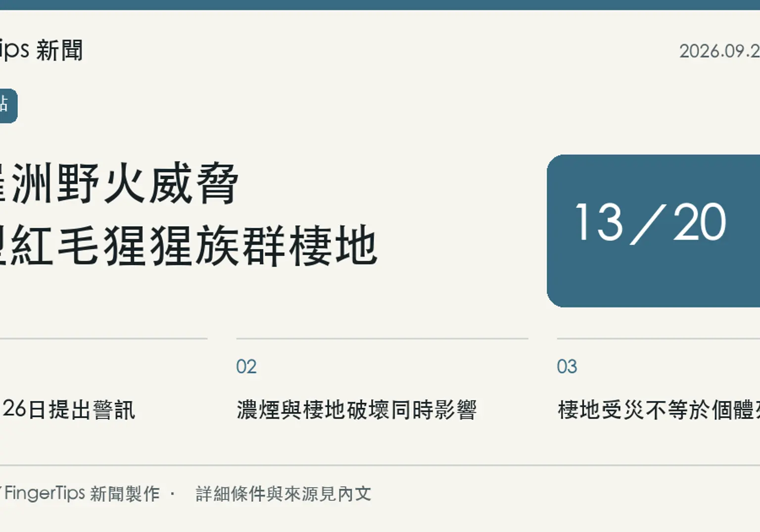IUCN示警印尼野火威脅紅毛猩猩棲地，最大族群多處受影響